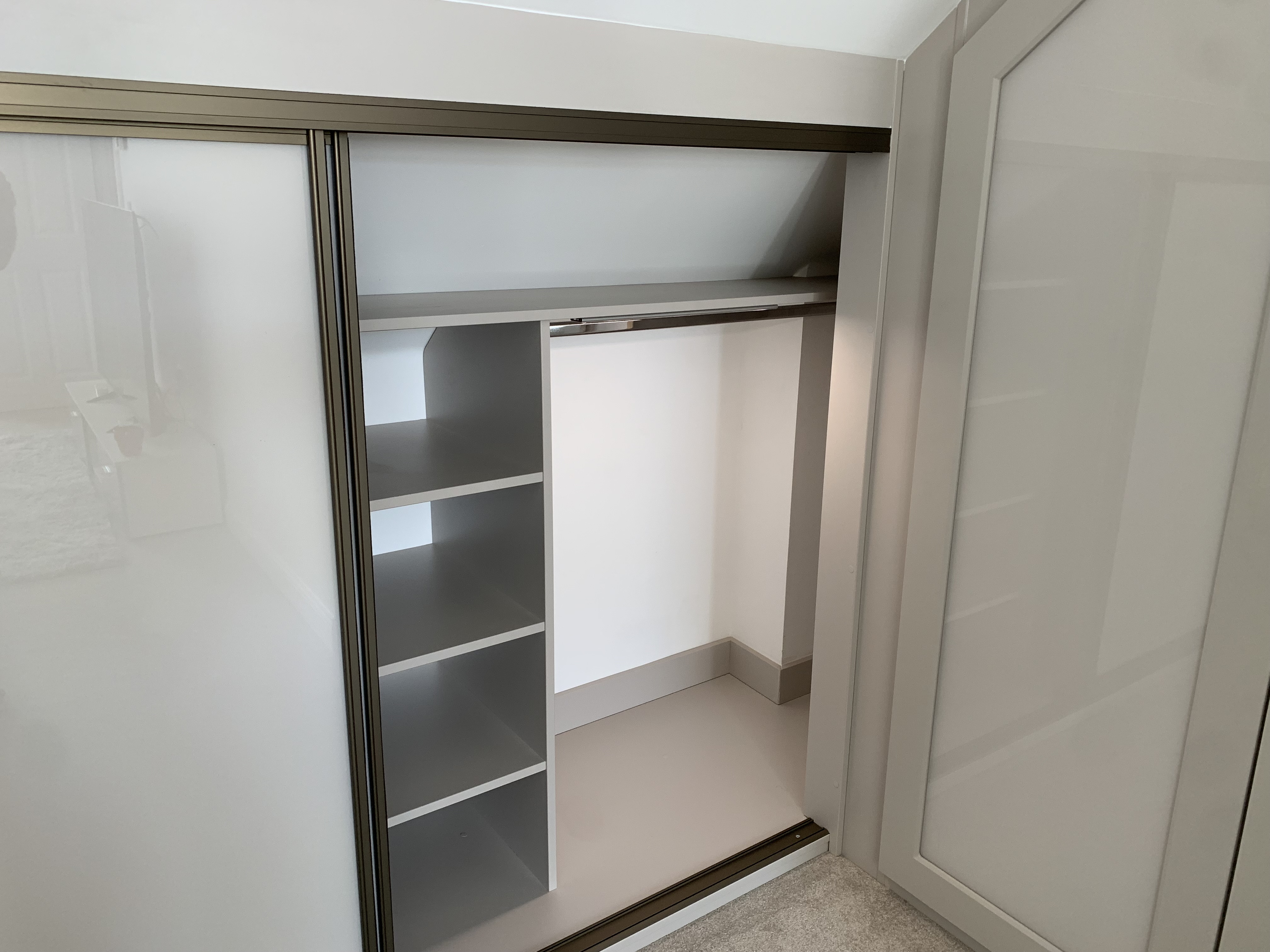 Cashmere Glass Sliding Wardrobe Sloped Ceiling