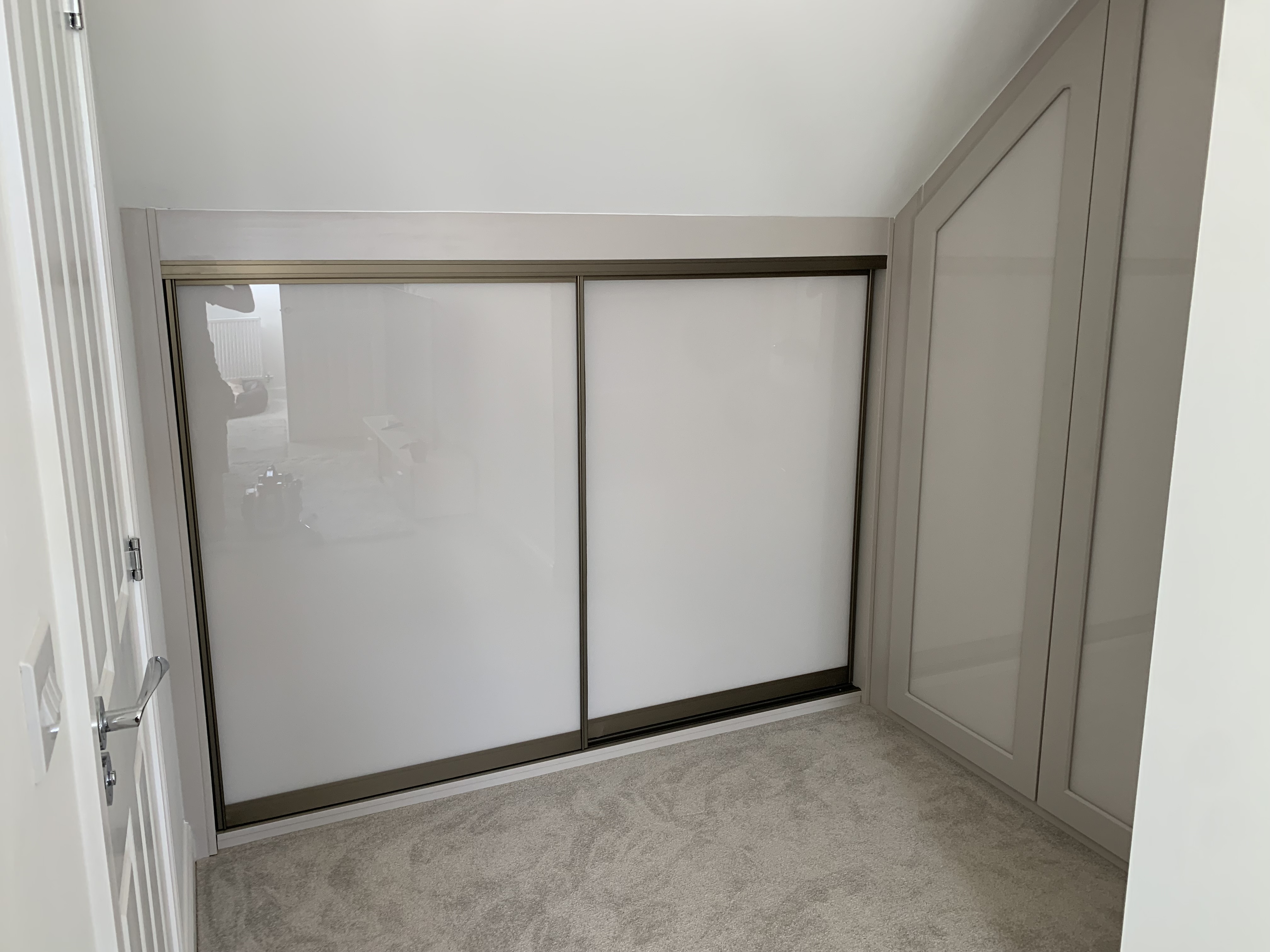 Cashmere Glass Sliding Wardrobe Sloped Ceiling