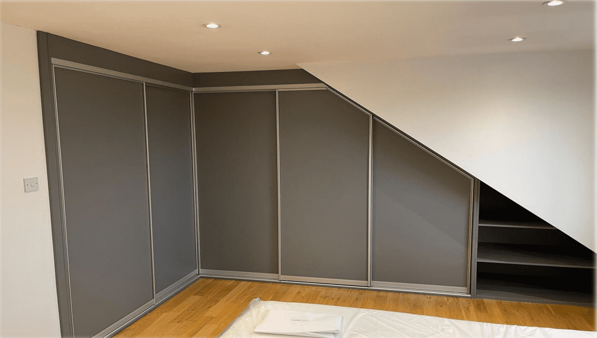 Dust Grey Fitted Wardrobe Sloping Ceiling 1