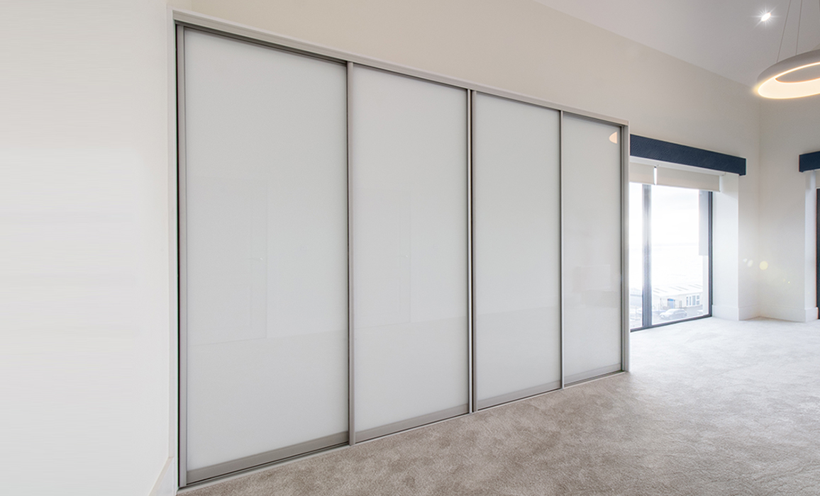 sliding four door wardrobe white