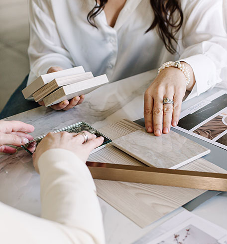 designer picking colours at a home design appointment