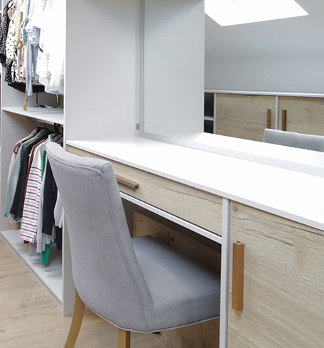 dressing table in walk in wardrobe