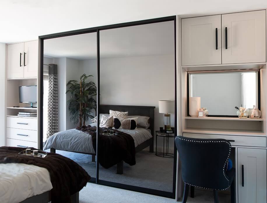 sliding mirrored with hinge units