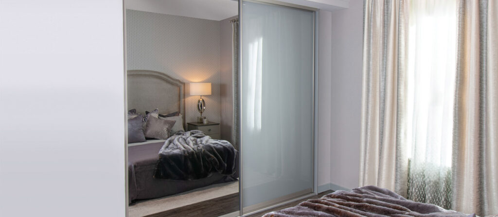 grey glass sliding wardrobe