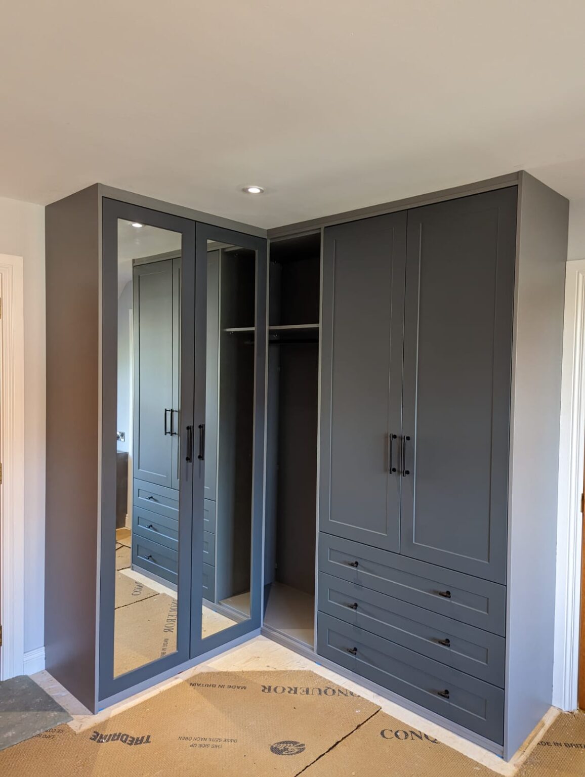 Dust Grey Corner Wardrobe - Sliderobes