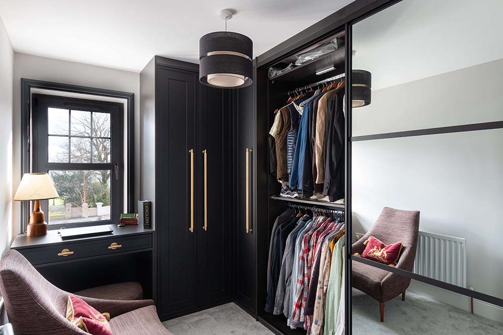 black frame sliding and hinge wardrobe