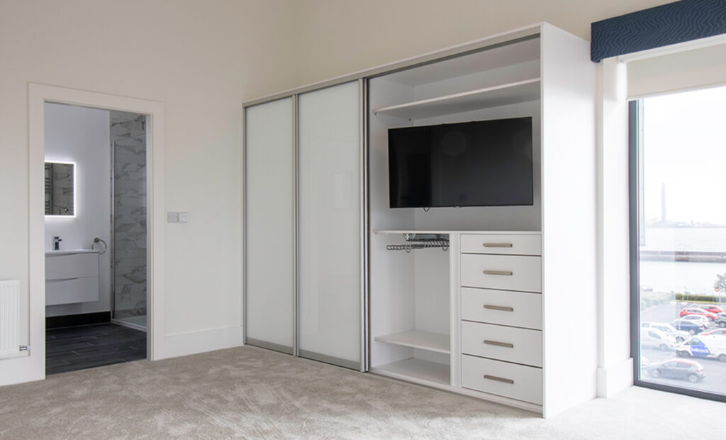 white glass sliding wardrobe