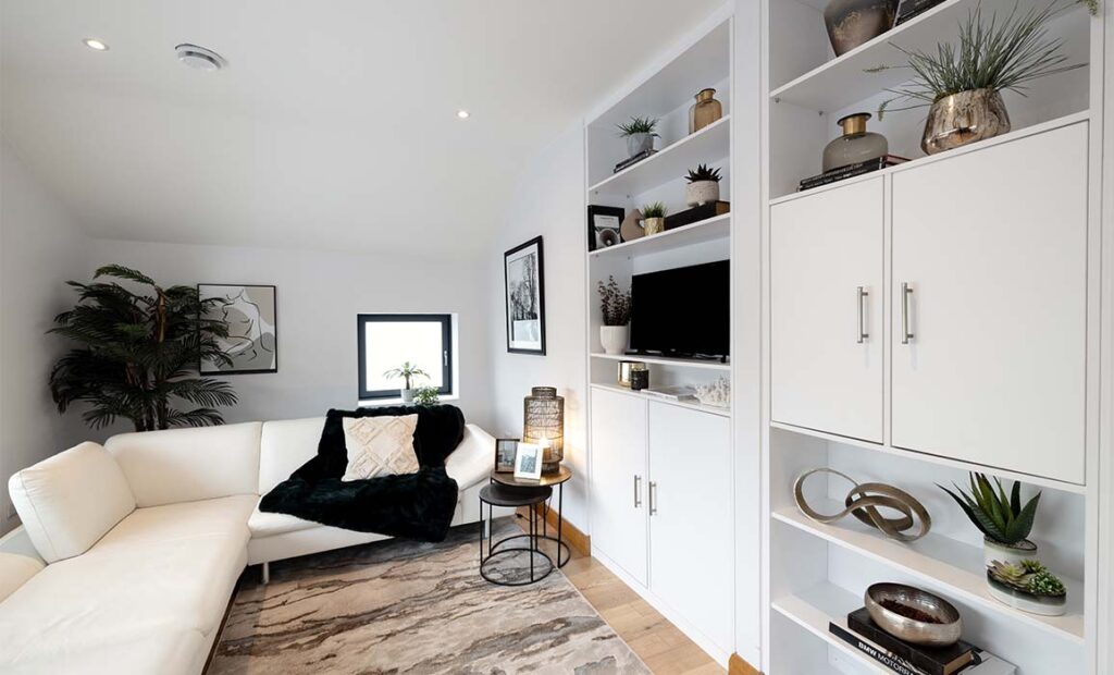 living room white media unit