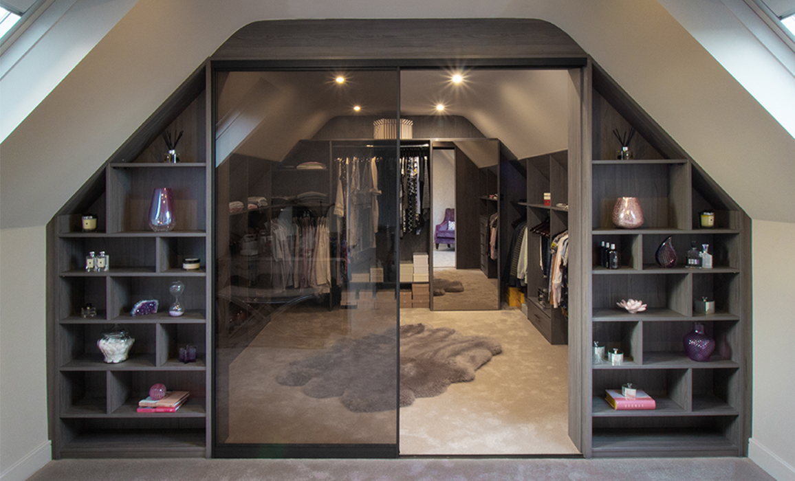 woodgrain sliding angled wardrobe